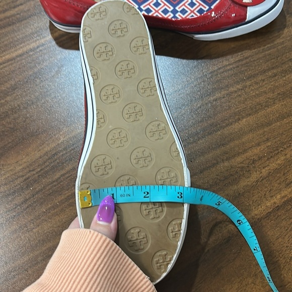 Tory Burch Cherry Red Channing Reva Patent Leather Sneaker Flats - Picture 12 of 12